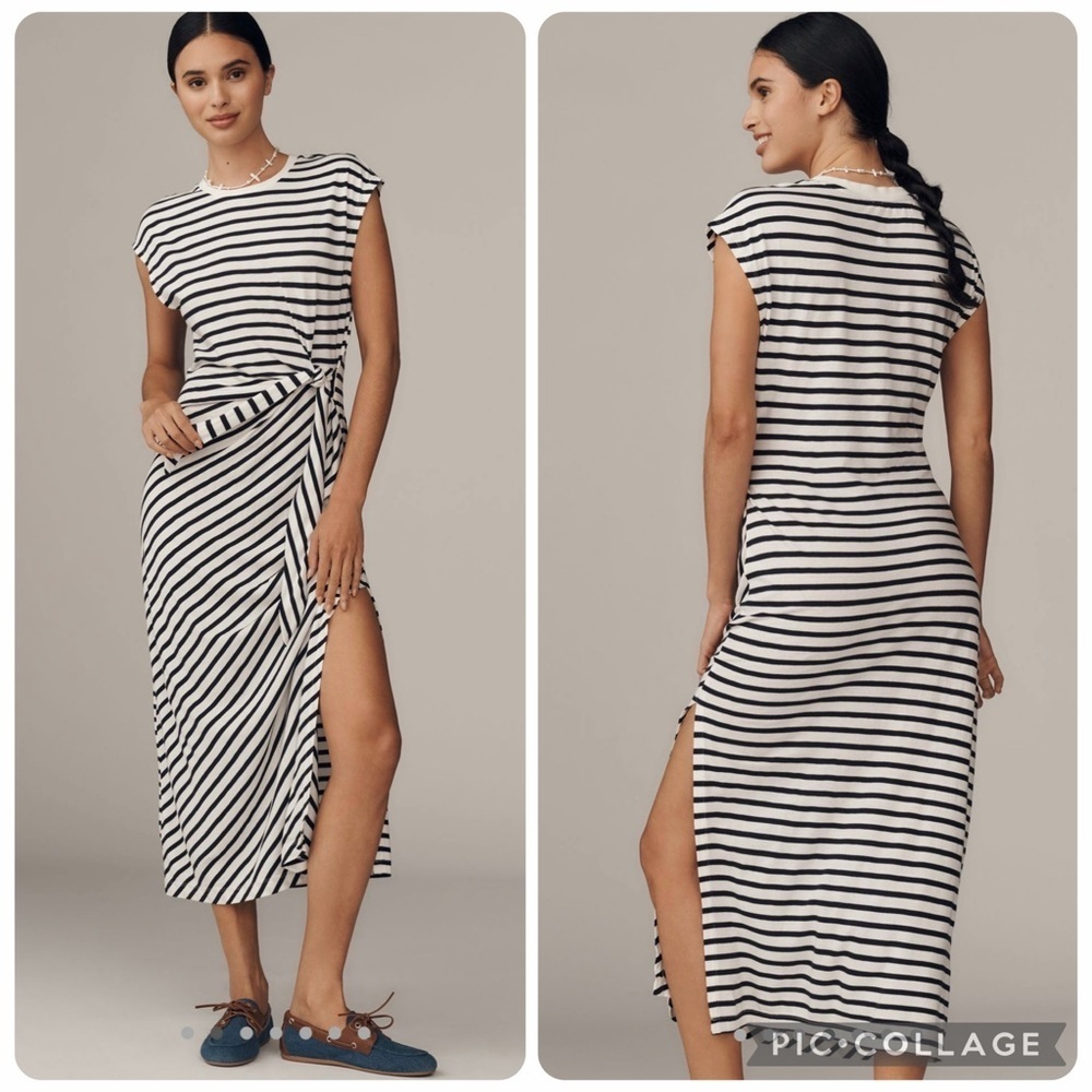 Anthropologie Daily Practice Tiebreaker Muscle-Sleeve Cotton Midi Dress Size XL